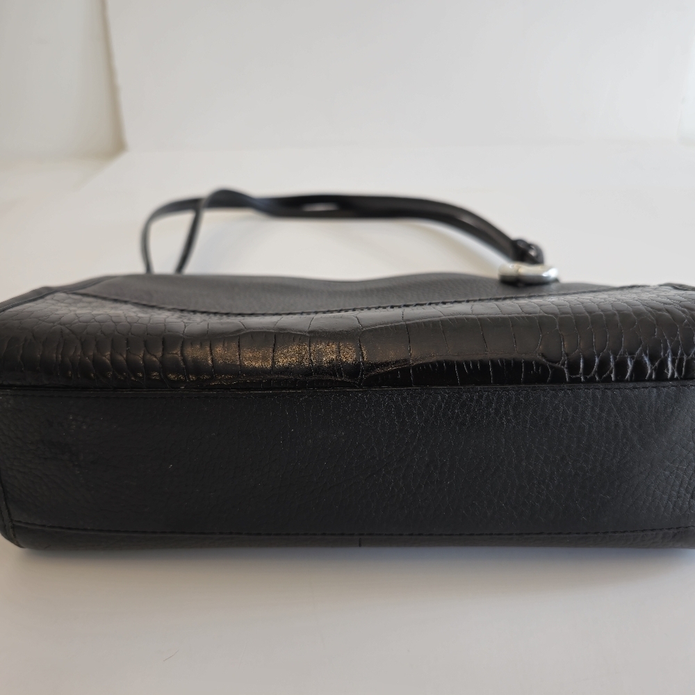 Brighton Vintage Handbag Shoulder Bag Black Brown Croc Leather - Picture 5 of 16